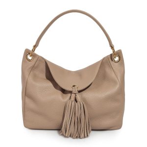 Leather Hobo Bag, Beige Leather Hobo Bag, Women's Leather Hobo Purse KF-3001