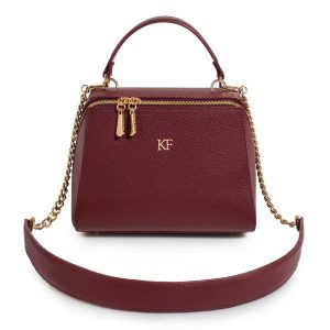Leather Top Handle Bag, Marsala Leather Handbag Top Handle, Women's Leather Bag KF-3086