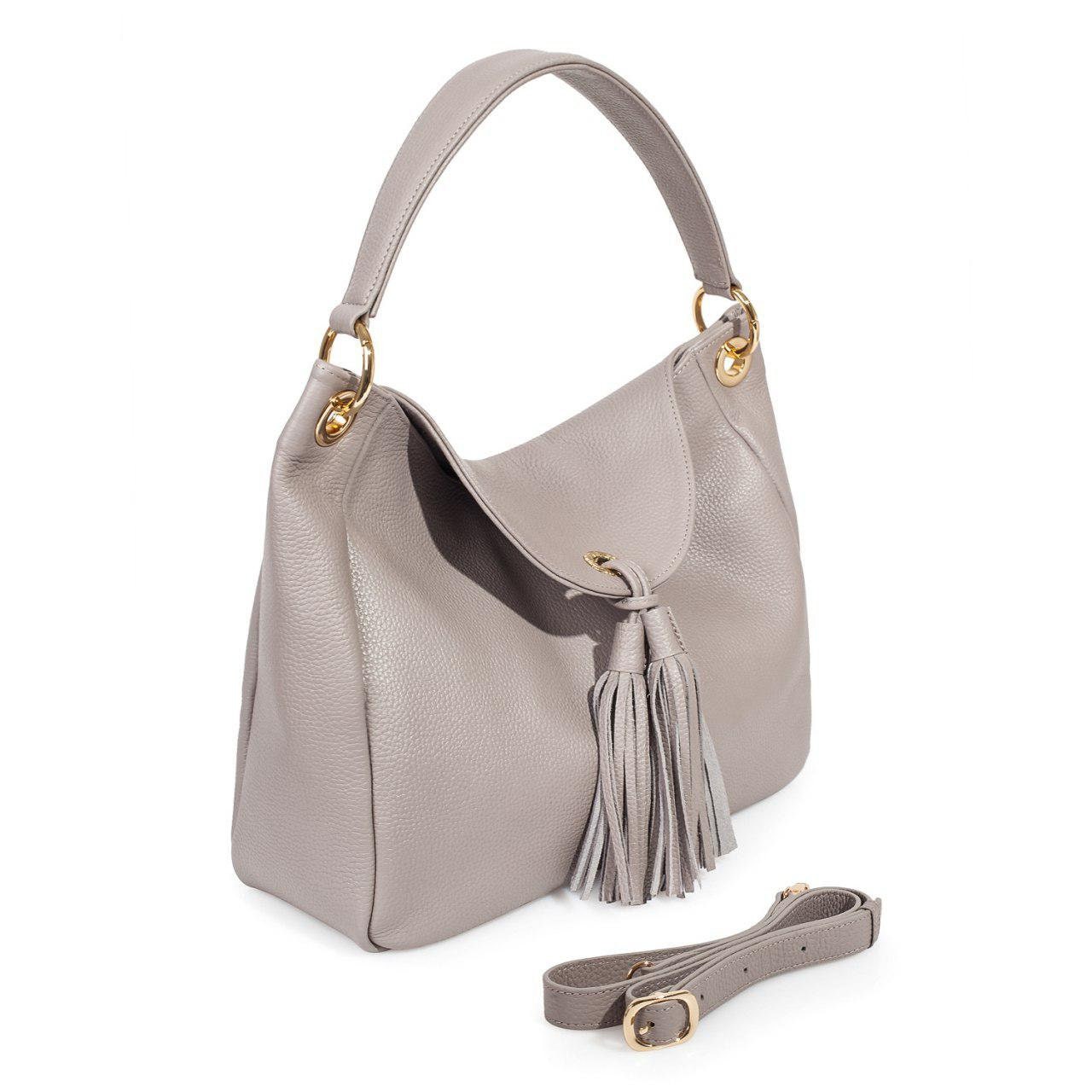 Leather Hobo Bag, Gray Beige Leather Hobo Bag, Women's Leather Hobo Purse KF-3003 - Image 2