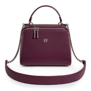 Leather Top Handle Bag, Violet (Blackberry) Leather Handbag Top Handle, Women's Leather Bag KF-3068