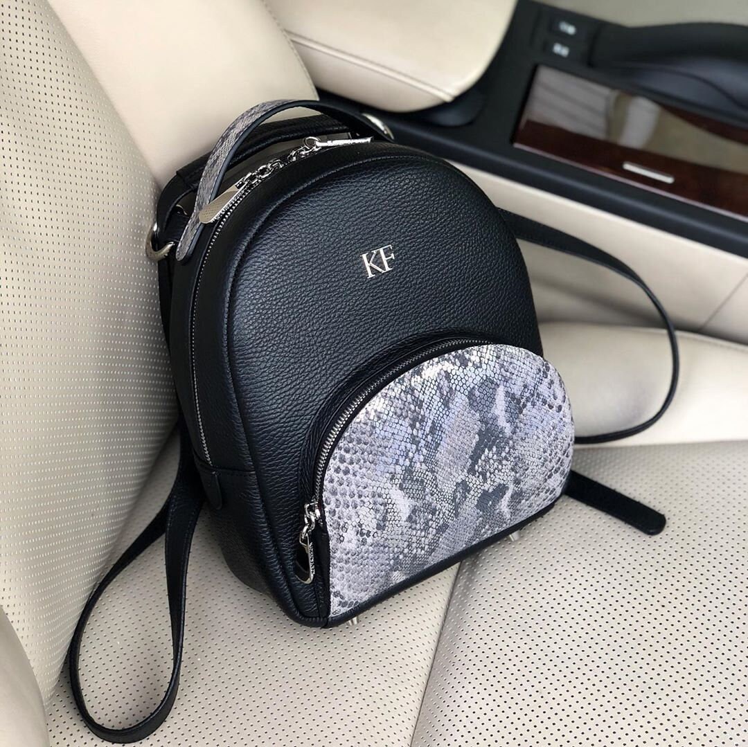 Leather Backpack, Leather Backpack Women, Black Leather Backpack KF-3295 - Image 6