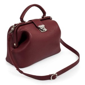 Leather doctor bag for women, Marsala Leather Handbag Top Handle, Women's Leather doctor Bag, KF-1442