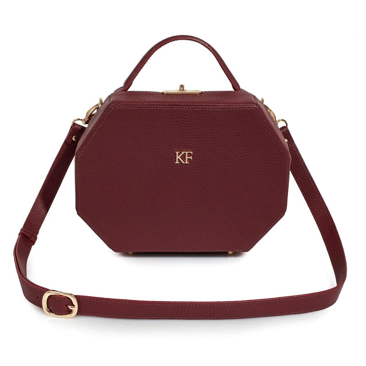 Leather Boxbag, Marsala Leather Box Bag, Women's Leather Boxbag, Leather bag KF-3245 - Image 2