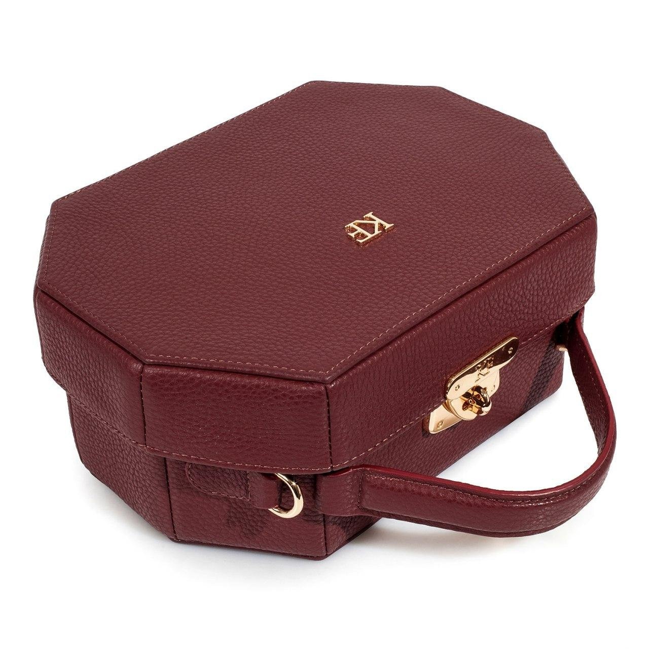 Leather Boxbag, Marsala Leather Box Bag, Women's Leather Boxbag, Leather bag KF-3245 - Image 5