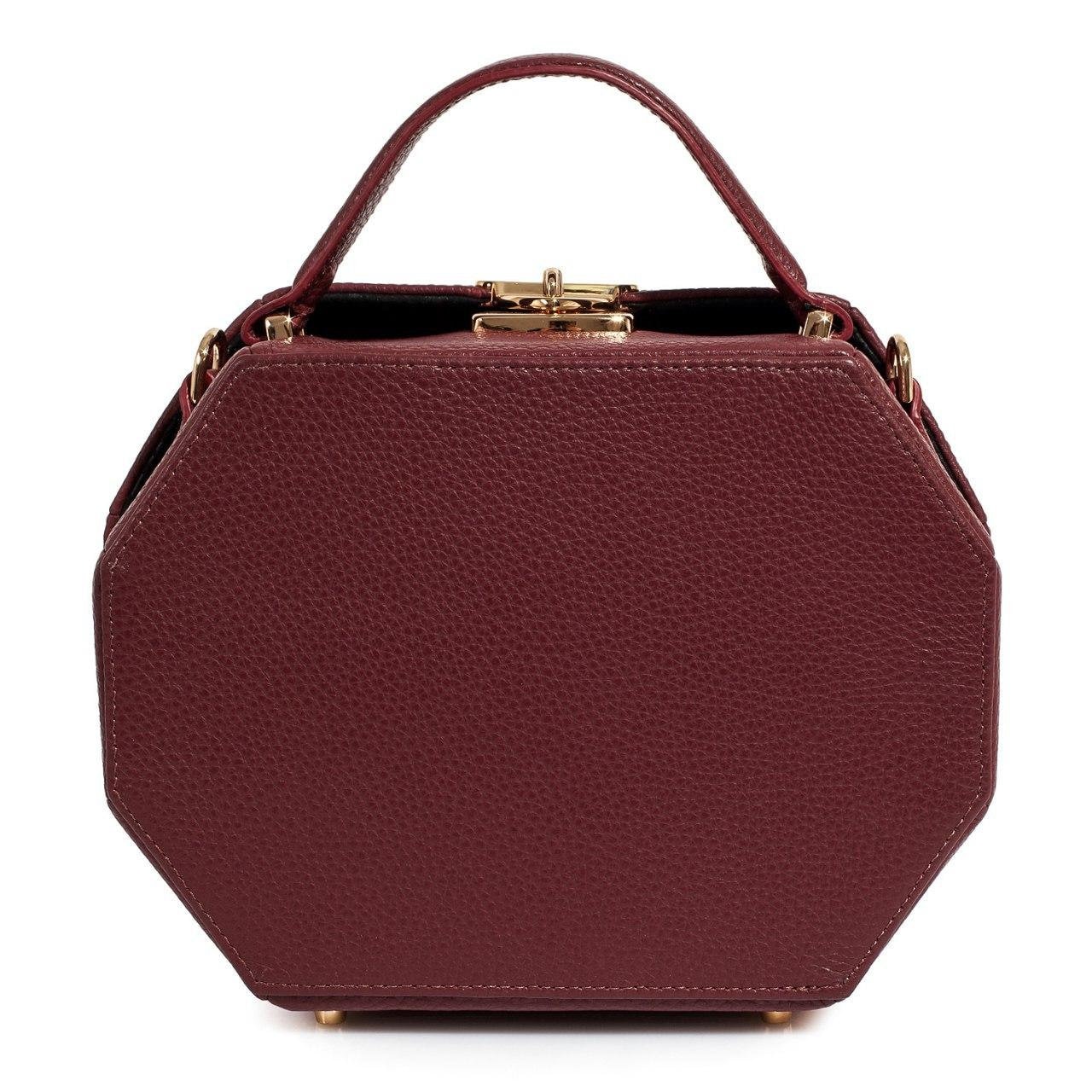 Leather Boxbag, Marsala Leather Box Bag, Women's Leather Boxbag, Leather bag KF-3245 - Image 3