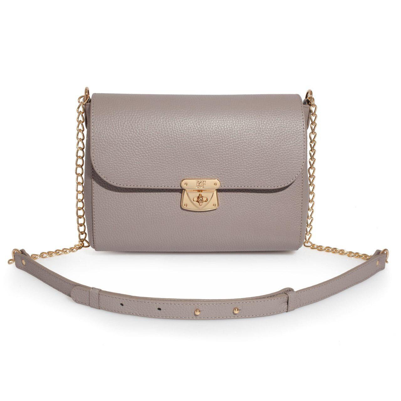 Leather Cross body Bag, Grey Beige Leather Shoulder Bag, Women's Leather Crossbody Bag, Leather bag KF-3190