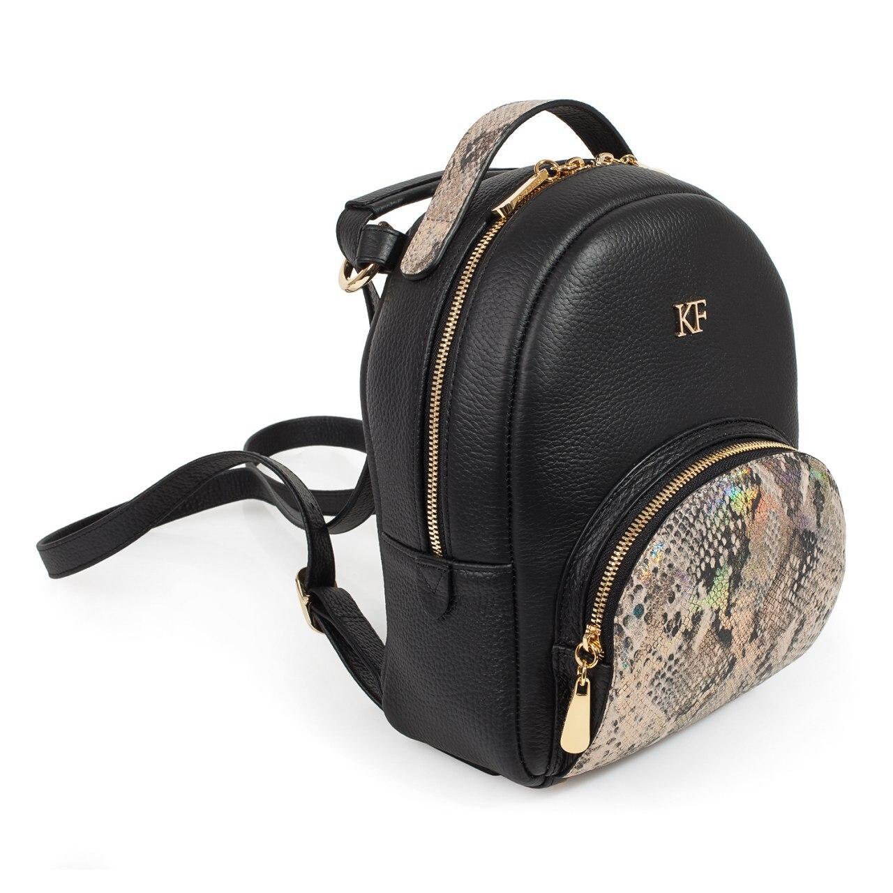 Leather Backpack, Leather Backpack Women, Black Leather Backpack KF-3272 - Image 2
