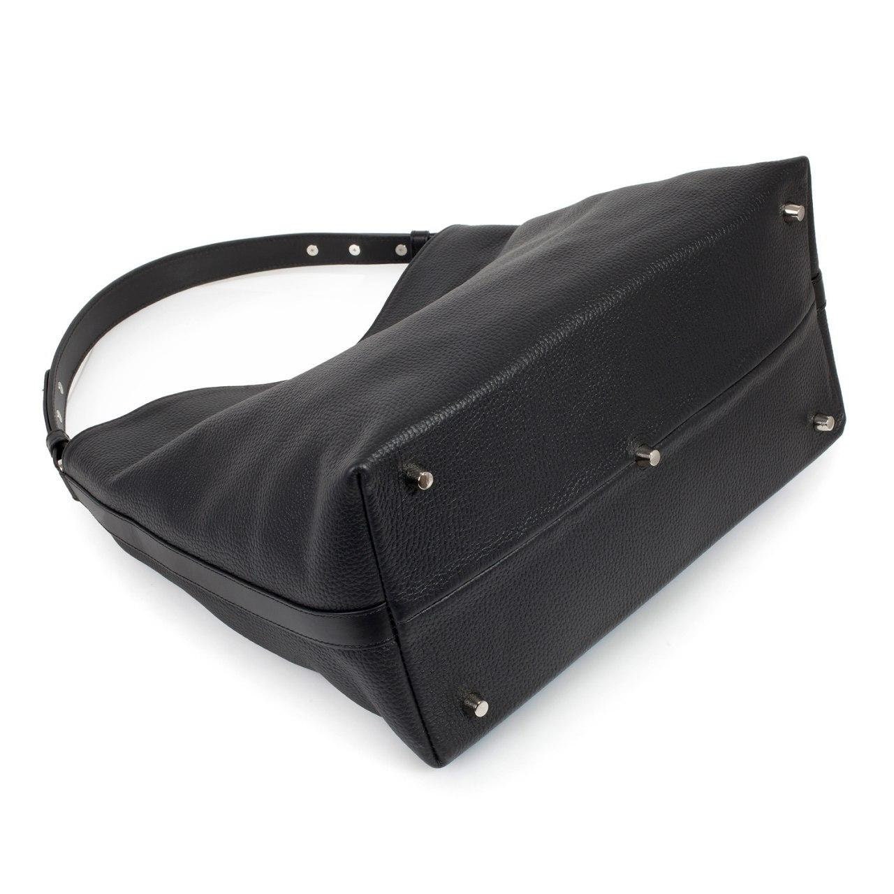 Leather Hobo Bag, Black Leather Hobo Bag, Women's Leather Hobo Purse KF-3291 - Image 5