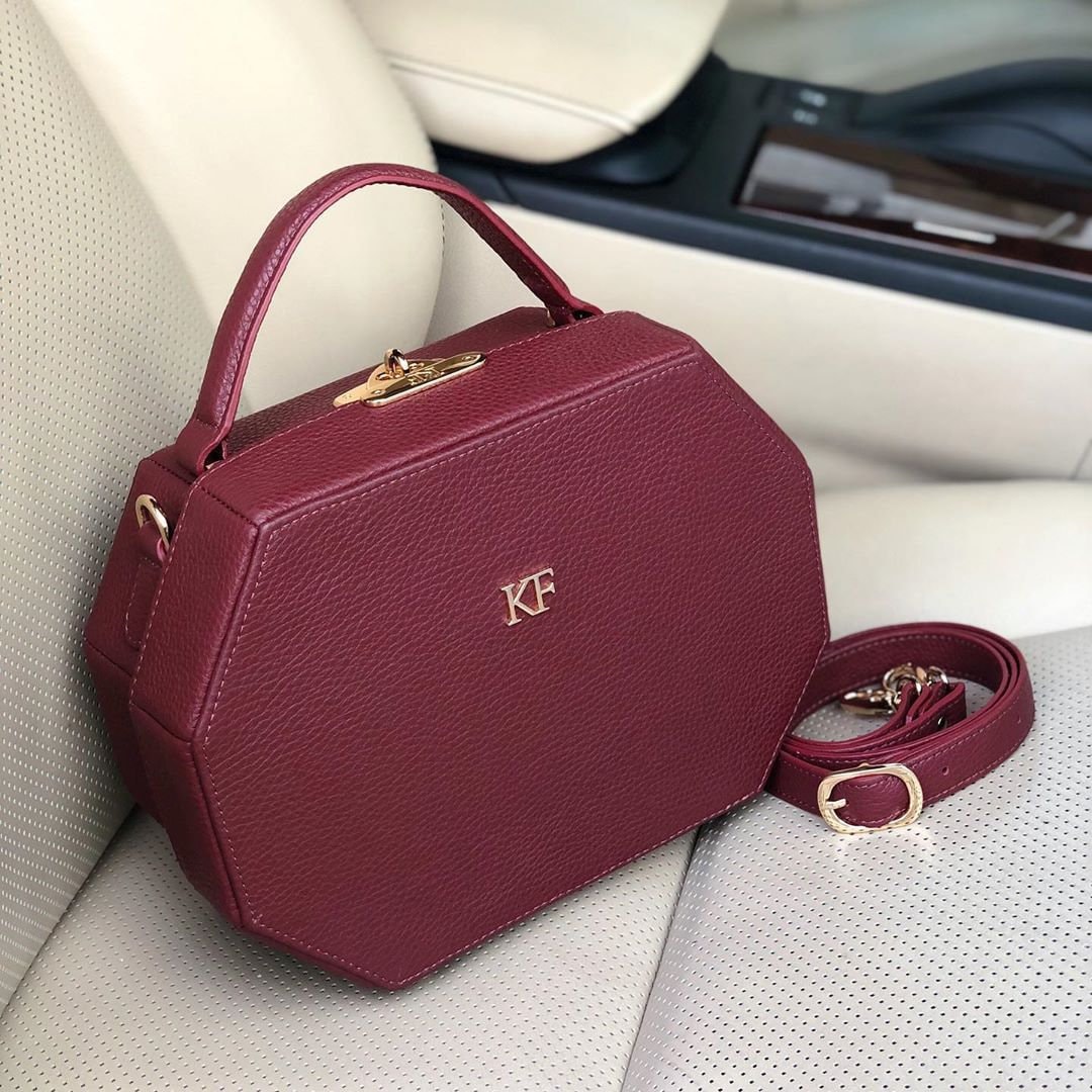 Leather Boxbag, Marsala Leather Box Bag, Women's Leather Boxbag, Leather bag KF-3245 - Image 7