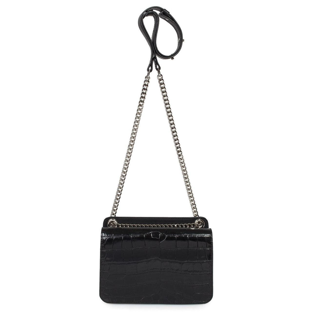 Leather Bag on a chain, Black Leather crocodile print Bag, Women's Leather Bag KF-3381 - Image 3