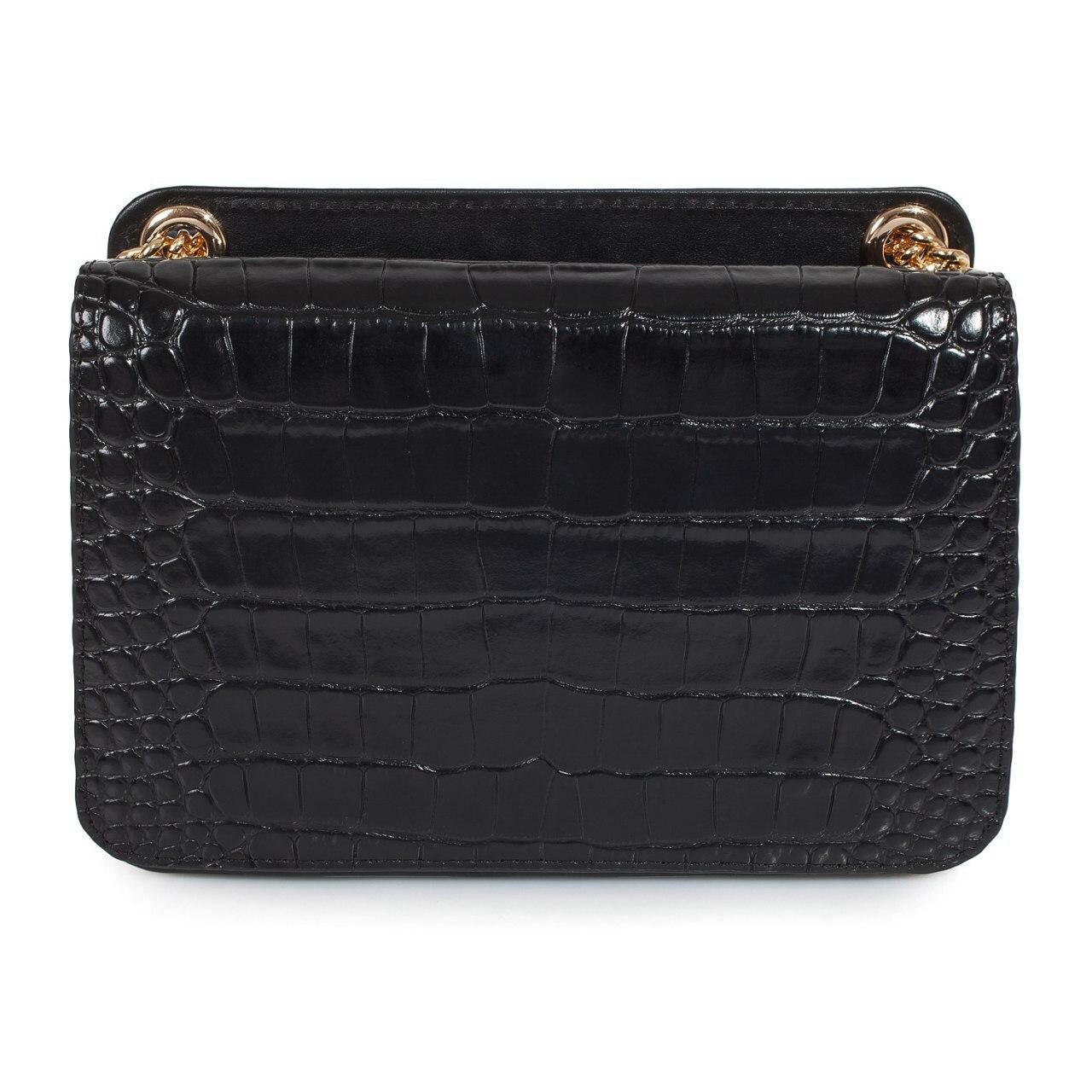 Leather Bag on a chain, Black Leather crocodile print Bag, Women's Leather Bag KF-3390 - Image 4