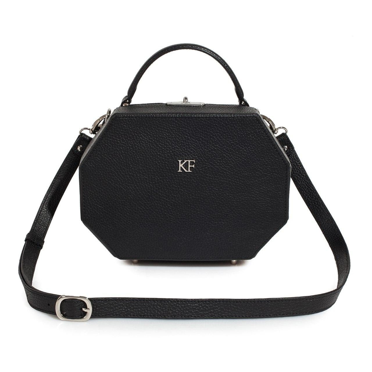 Leather Boxbag, Black Leather Box Bag, Women's Leather Boxbag, Leather bag KF-3243 - Image 2