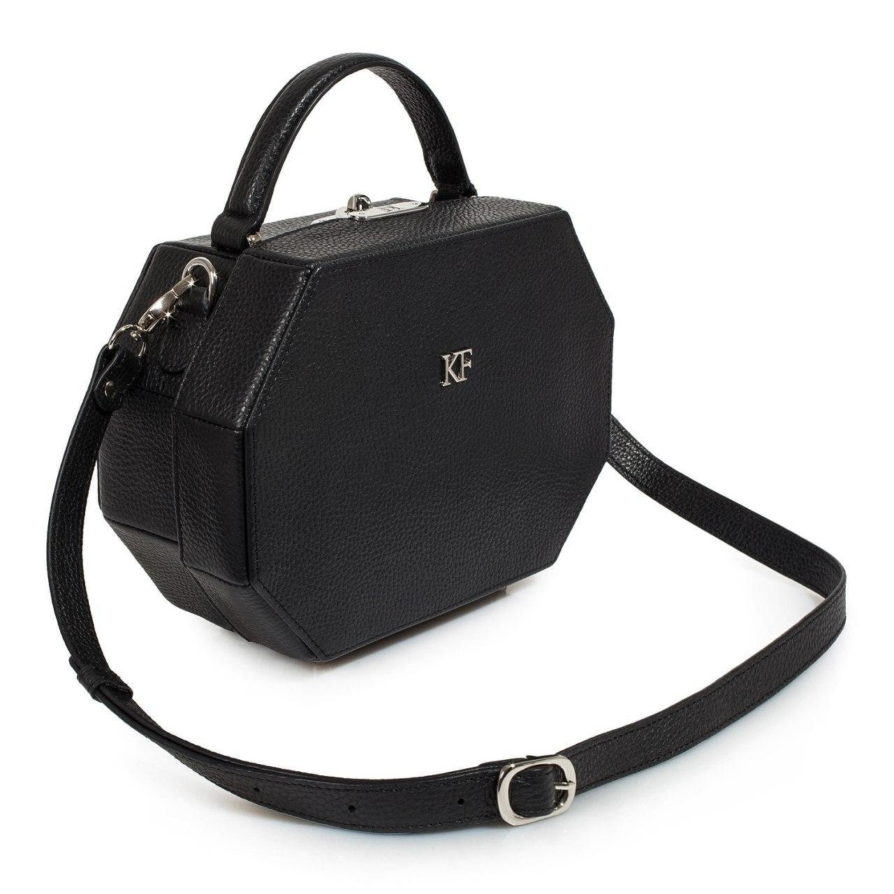 Leather Boxbag, Black Leather Box Bag, Women's Leather Boxbag, Leather bag KF-3243