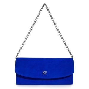 Leather Clutch, Suede Leather Clutch Bag Purse, Blue Leather Clutch KF-3215
