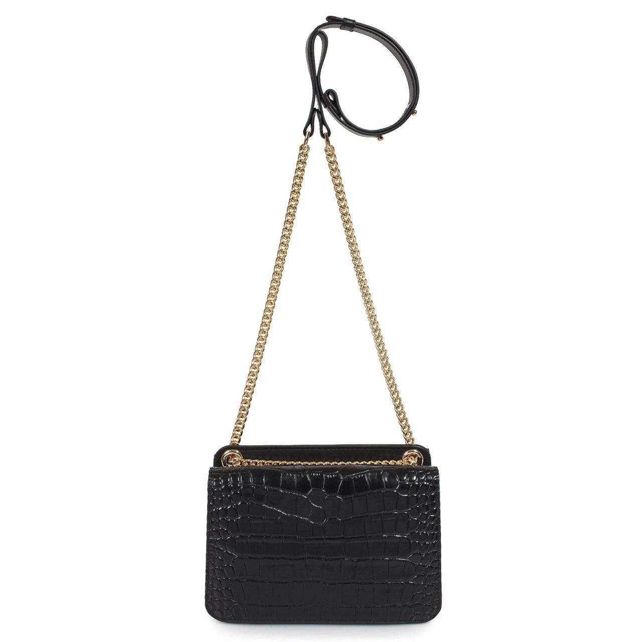 Leather Bag on a chain, Black Leather crocodile print Bag, Women's Leather Bag KF-3390 - Image 3