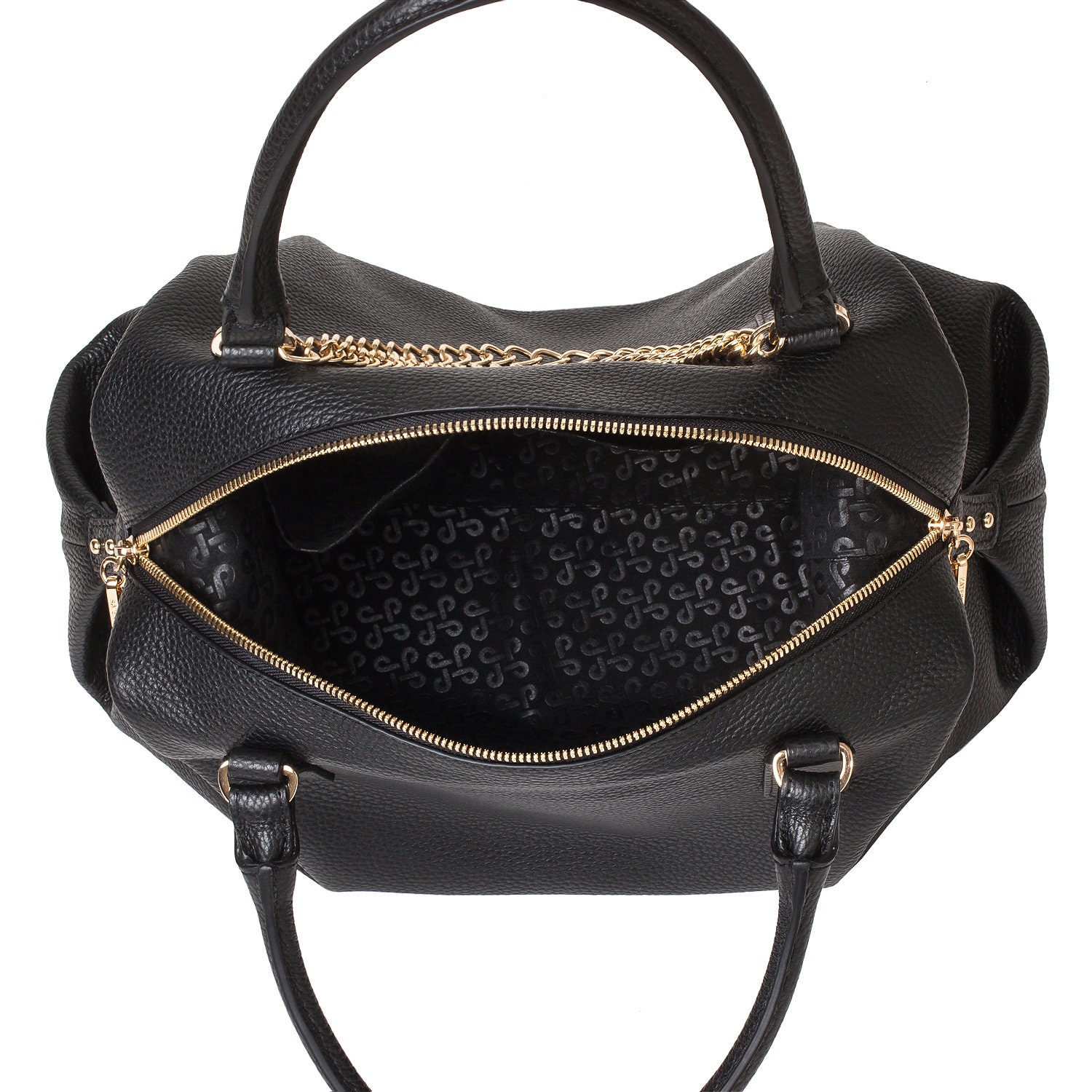 Leather Top Handle Bag, Black Leather Handbag Top Handle, Women's Leather Bag KF-852 - Image 5