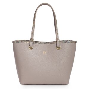 Leather Tote Bag, Gray Beige (light taupe) Leather Tote Bag, Women's Leather Tote Bag KF-3468