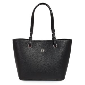Leather Tote Bag, Black Leather Tote Bag, Women's Leather Tote Bag KF-3466
