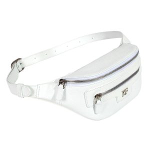 Leather women's Banana bag, White Leather Banana bag, Women's Bananka bag, Leather belt Bananka bag KF-3480