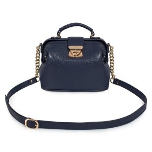 Leather doctor bag for women, Navy Blue Leather Shoulder Bag, Women's Leather doctor bag, Leather bag KF-3443