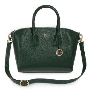 Leather Top Handle Bag, Dark green Leather Handbag Top Handle, Women's Leather Bag KF-2774