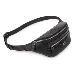Leather women's Banana bag, Black Leather Banana bag, Women's Bananka bag, Leather belt Bananka bag KF-3434