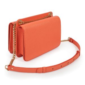 Leather Bag on a chain, Coral Leather Bag, Women's Leather Bag KF-3542