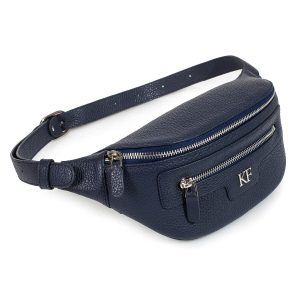 Leather women's Banana bag, Dark blue Leather Banana bag, Women's Bananka bag, Leather belt Bananka bag KF-3446