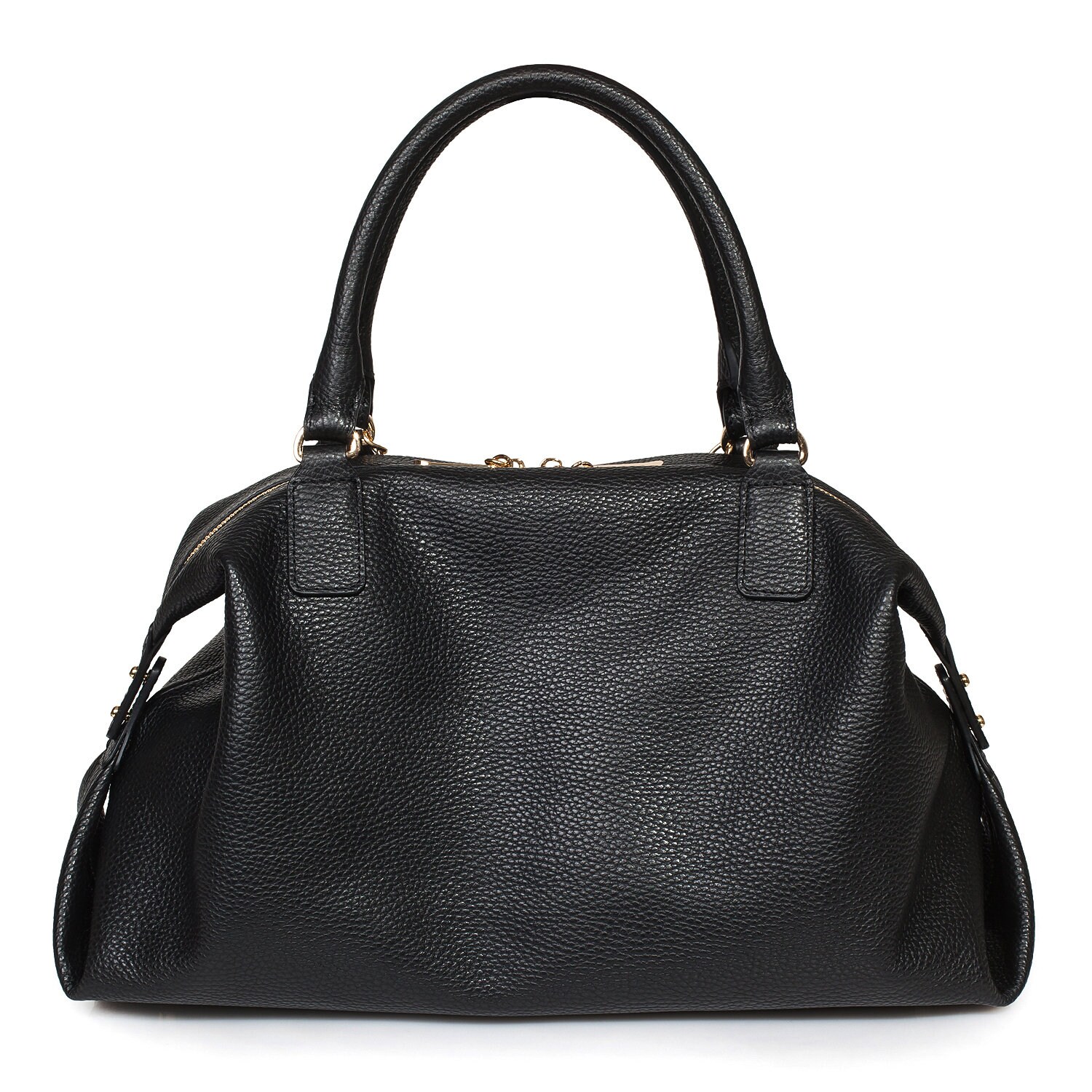 Leather Top Handle Bag, Black Leather Handbag Top Handle, Women's Leather Bag KF-852 - Image 4