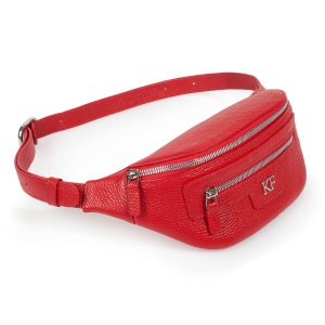 Leather women's Banana bag, Red Leather Banana bag, Women's Bananka bag, Leather belt Bananka bag KF-3447