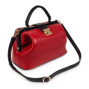 Leather doctor bag for women, Red Leather Handbag Top Handle, Women's Leather doctor Bag, KF-2954