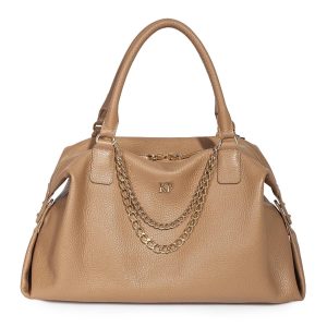 Leather Top Handle Bag, Dark beige Leather Handbag Top Handle, Women's Leather Bag KF-600