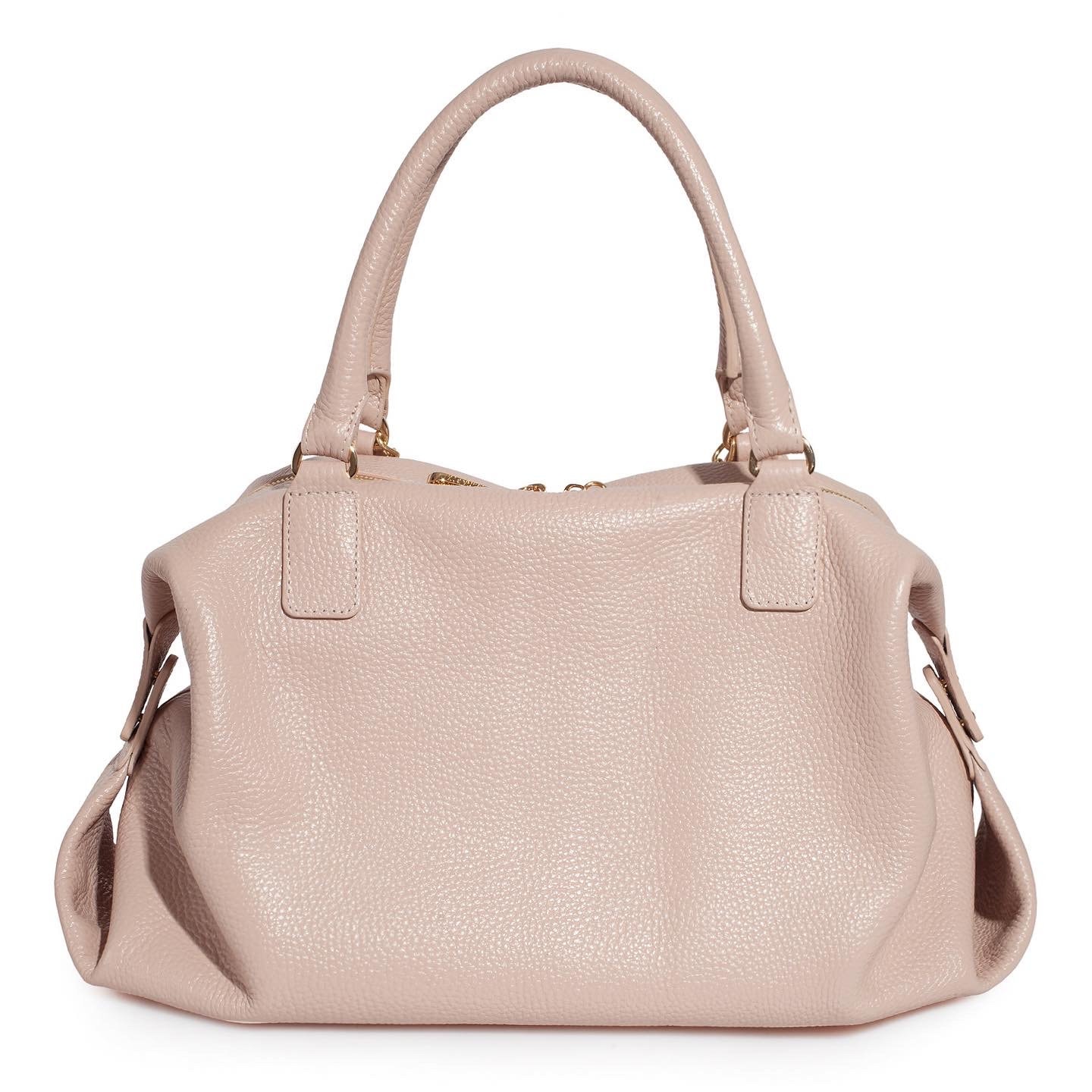 Leather Top Handle Bag, Beige (powder) Leather Handbag Top Handle, Women's Leather Bag KF-3534 - Image 3