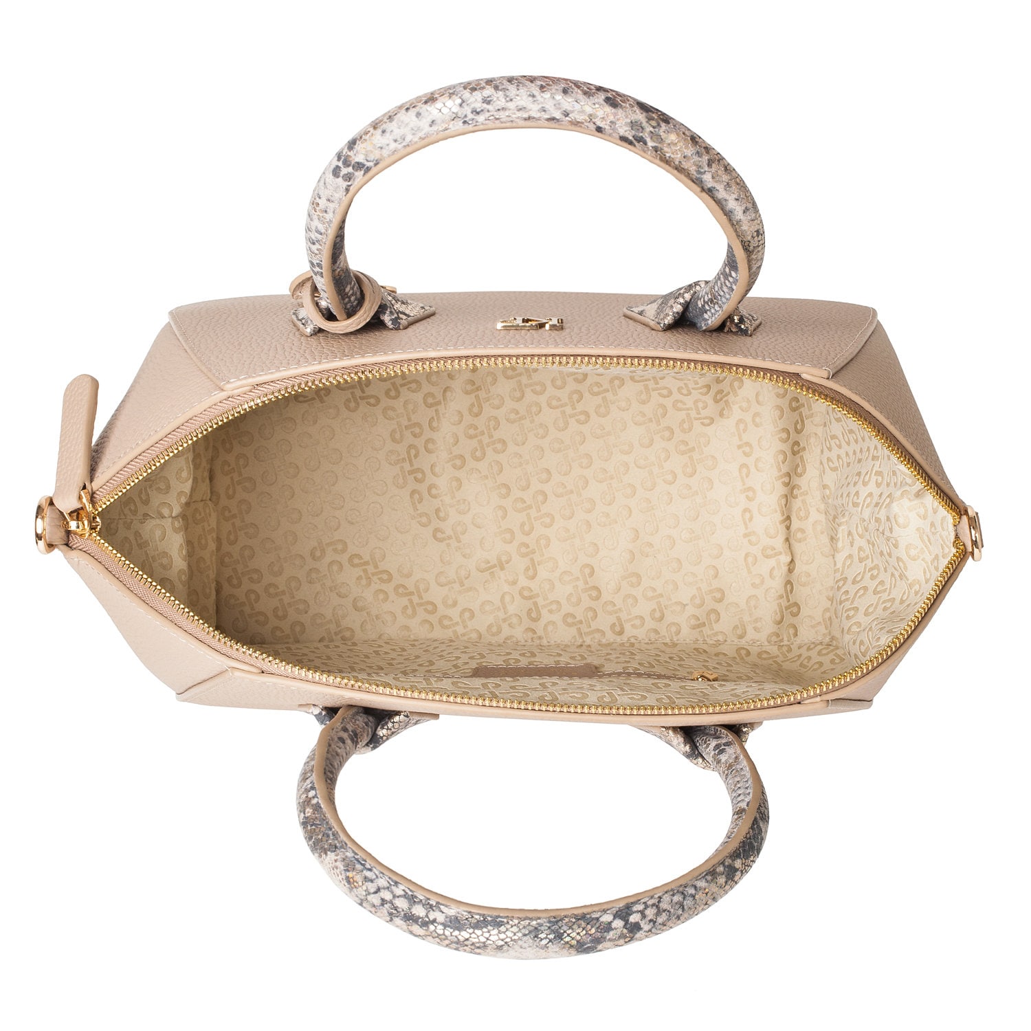Leather Top Handle Bag, Beige Leather Handbag Top Handle, Women's Leather Bag KF-3615 - Image 4