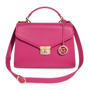 Leather Top Handle Bag, Fuchsia Leather Handbag Top Handle, Women's Leather Bag KF-2818