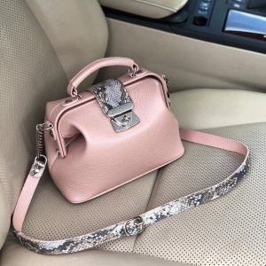 Leather doctor bag for women, Beige pearl Leather Shoulder Bag, Women's Leather doctor bag, Leather bag KF-3602