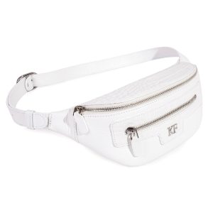 Leather women's Banana bag, White Leather Banana bag, Women's Bananka bag, Leather belt Bananka bag KF-3630