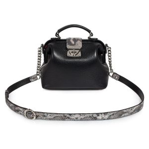 Leather doctor bag for women, Black Leather Shoulder Bag, Women's Leather doctor bag, Leather bag KF-3169