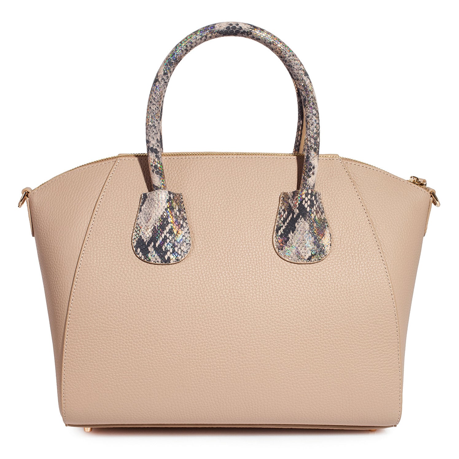 Leather Top Handle Bag, Beige Leather Handbag Top Handle, Women's Leather Bag KF-3615 - Image 3