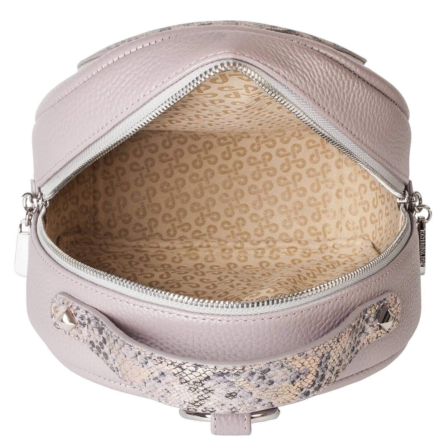 Leather Backpack, Leather Backpack Women, Gray beige Leather Backpack KF-3592 - Image 5