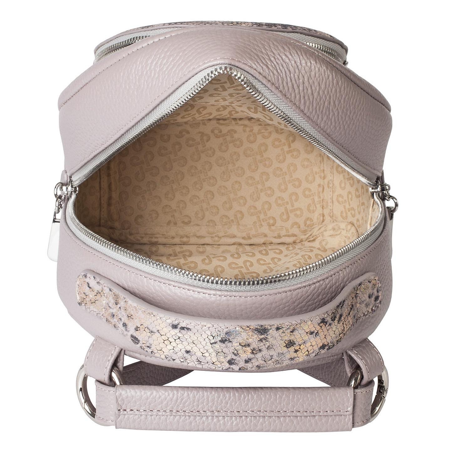 Leather Backpack, Leather Backpack Women, Gray beige Leather Backpack KF-3662 - Image 4