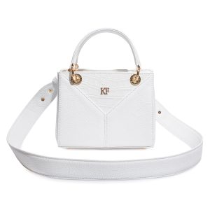 Leather Top Handle Bag, White Leather Handbag Top Handle, Women's Leather Bag KF-3661