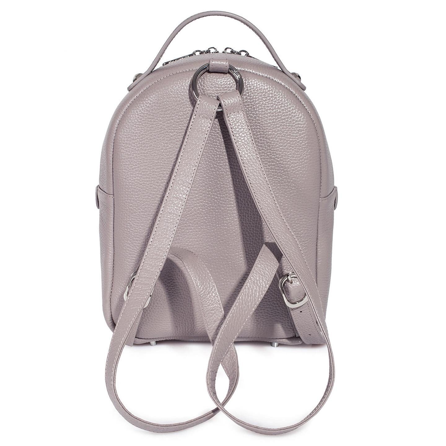 Leather Backpack, Leather Backpack Women, Gray beige Leather Backpack KF-3592 - Image 4