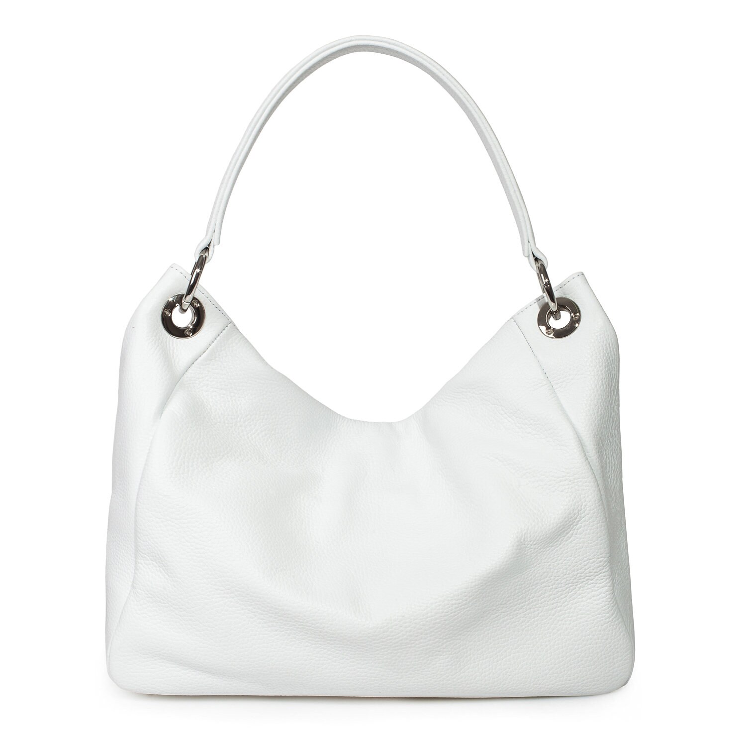 Leather Hobo Bag, White Leather Hobo Bag, Women's Leather Hobo Purse KF-3681 - Image 3