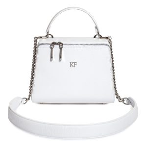 Leather Top Handle Bag, White Leather Handbag Top Handle, Women's Leather Bag KF-3652