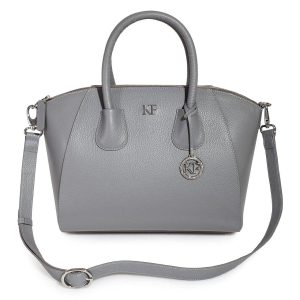 Leather Top Handle Bag, Dark Gray Leather Handbag Top Handle, Women's Leather Bag KF-3405