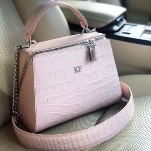 Leather Top Handle Bag, Light pink Leather Handbag Top Handle, Women's Leather Bag KF-3710