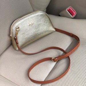 Leather Cross body Bag, Gold Leather Shoulder Bag, Women's Leather Crossbody Bag, Leather bag KF-3785
