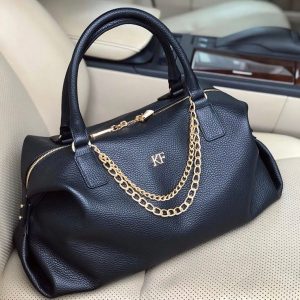 Leather Top Handle Bag, Black Leather Handbag Top Handle, Women's Leather Bag KF-852