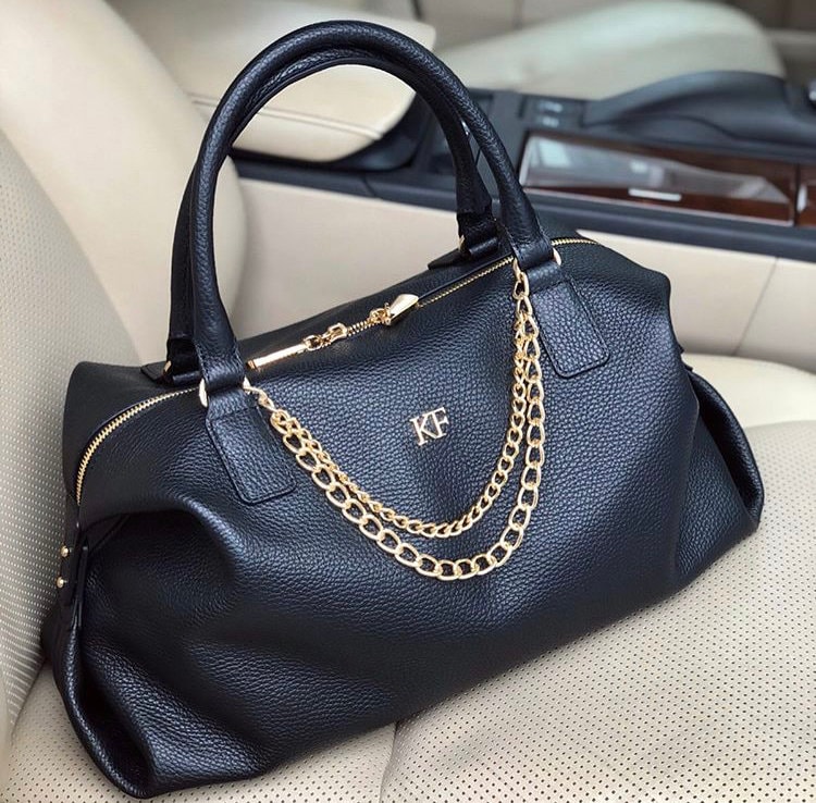 Leather Top Handle Bag, Black Leather Handbag Top Handle, Women's Leather Bag KF-852